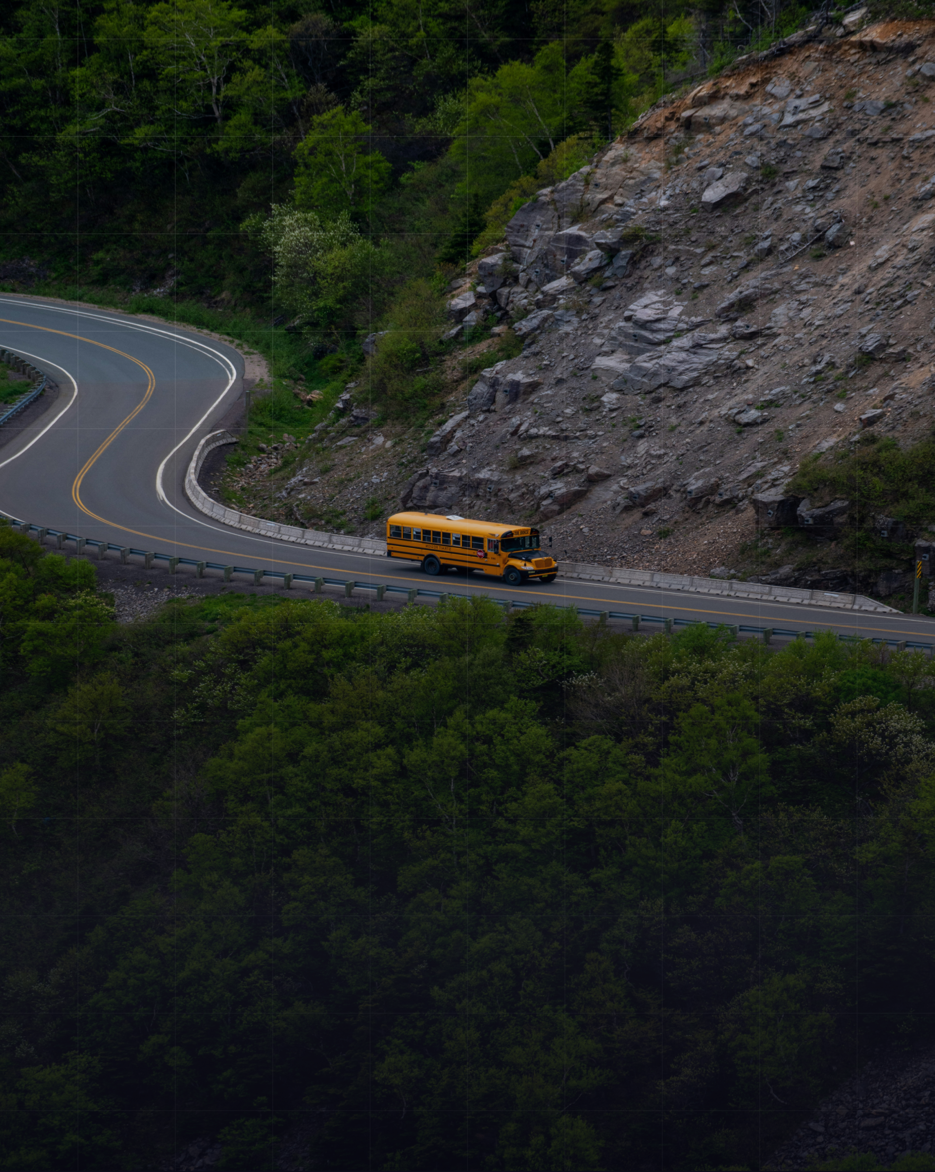 School bus on mountain road